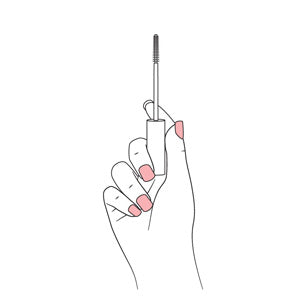 woman holding mascara brush illustration